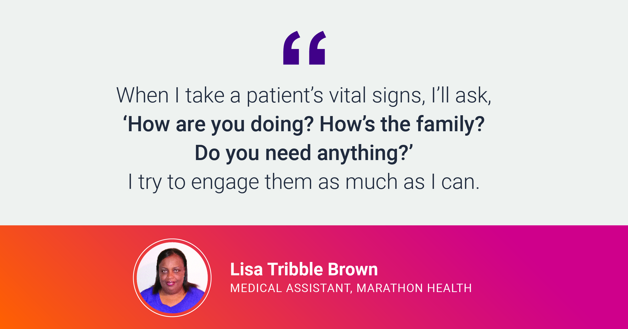Marathon Health medical assistant Lisa Tribble Brown